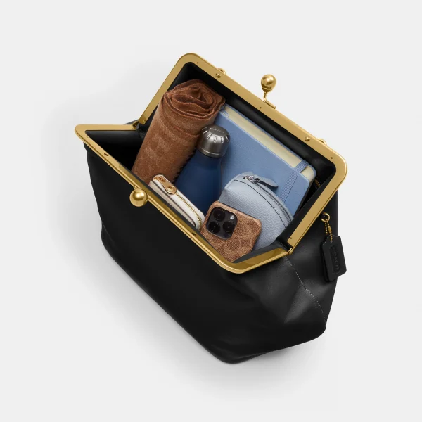 Large Kisslock Frame Bag - Black