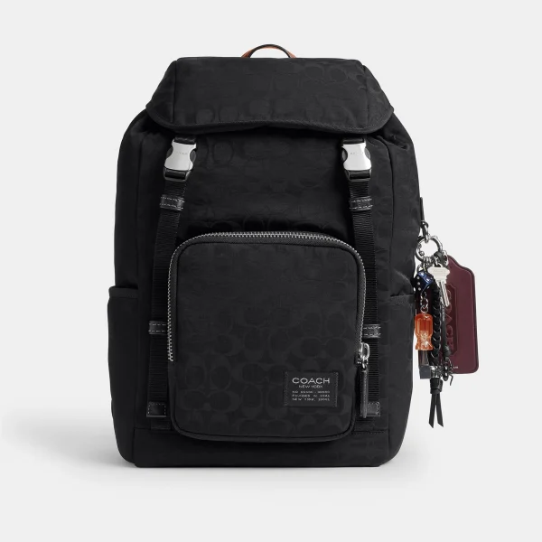 Logan Backpack In Signature Nylon With Charms - Black