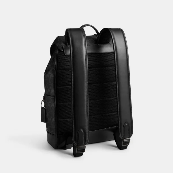 League Flap Backpack In Signature Canvas - Black