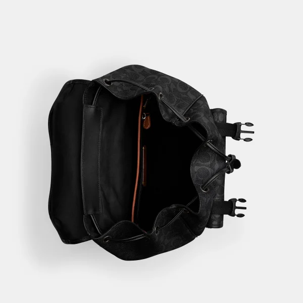 League Flap Backpack In Signature Canvas - Black