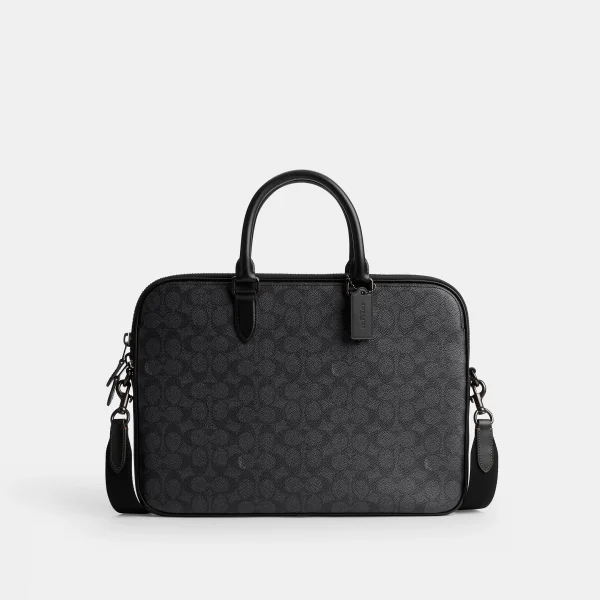 Gotham Slim Briefcase In Signature Canvas - Grey