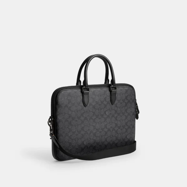 Gotham Slim Briefcase In Signature Canvas - Grey