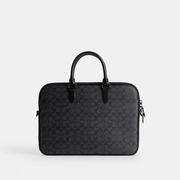 Gotham Slim Briefcase In Signature Canvas - Grey