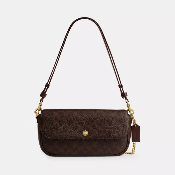 Coach Brook Flap Chain Bag In Signature Canvas Brass/Maple