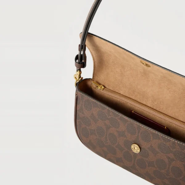 Coach Brook Flap Chain Bag In Signature Canvas Brass/Maple