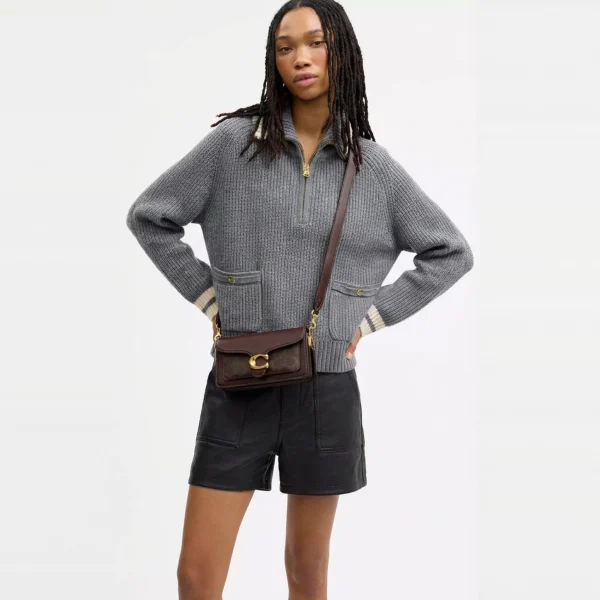 Coach Tabby Shoulder Bag 20 In Signature Canvas Brass/Maple