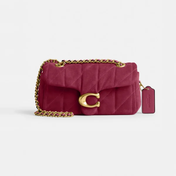 Coach Tabby Shoulder Bag 20 With Quilting Brass/Dark Fuchsia