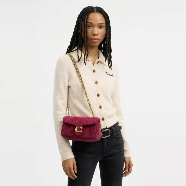 Coach Tabby Shoulder Bag 20 With Quilting Brass/Dark Fuchsia