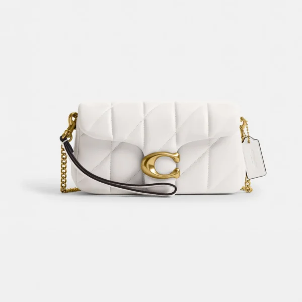 Coach Tabby Chain Crossbody Bag 19 With Quilting Brass/Chalk