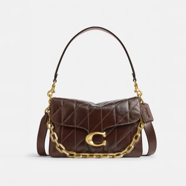 Coach Chain Tabby Shoulder Bag With Quilting Brass/Maple