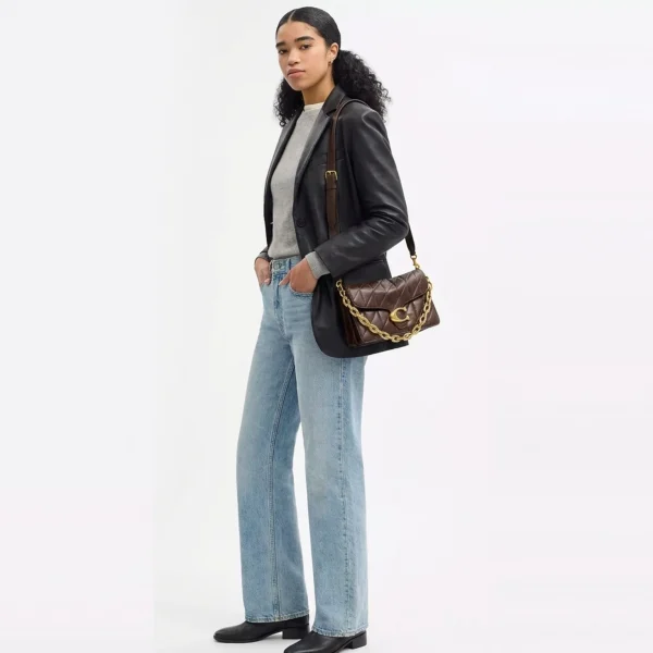 Coach Chain Tabby Shoulder Bag With Quilting Brass/Maple