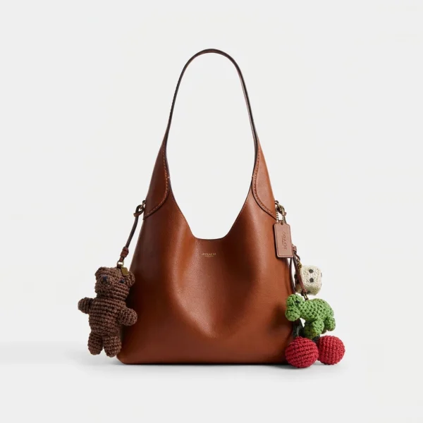 Coach Brooklyn Shoulder Bag 28 With Charms Brass/Amber Brown
