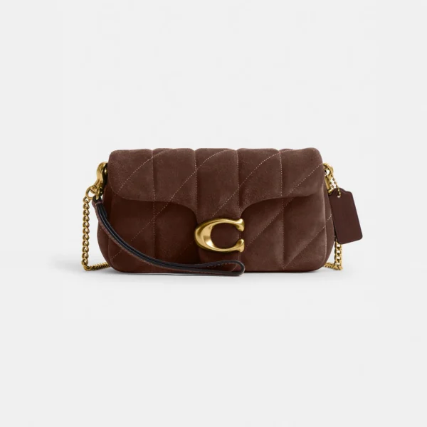 Coach Tabby Chain Crossbody Bag 19 With Quilting Brass/Dark Chocolate