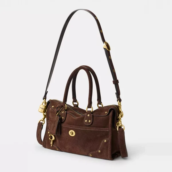 Coach Rhyder Satchel Bag 24 Dark Chocolate